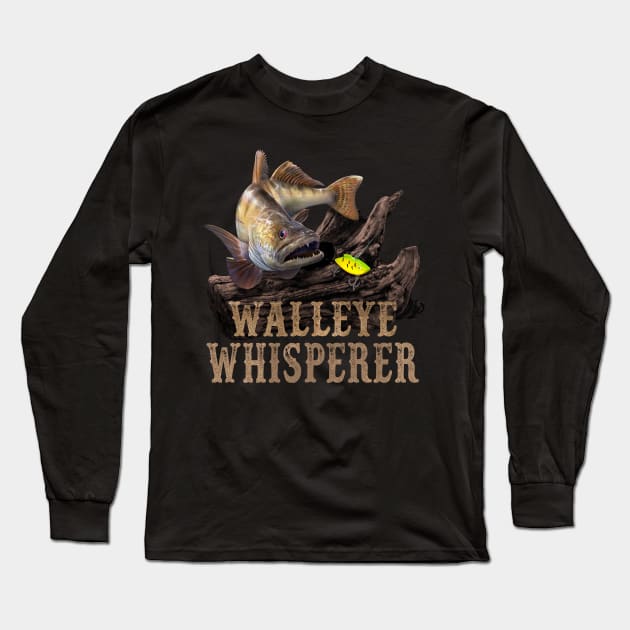 Walleye Whisperer Fishing Design Long Sleeve T-Shirt by MarkusShirts